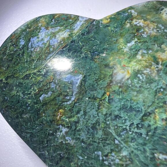 Moss Agate Crystal Heart‎ (#8) - Picture 5 of 11